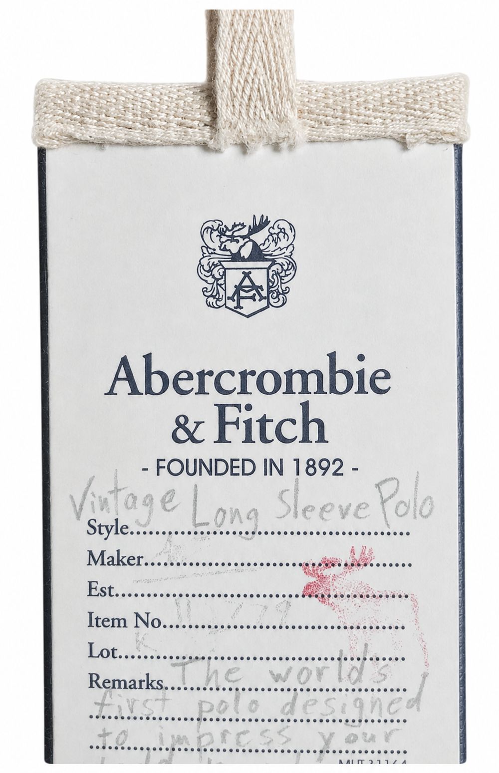 ABERCROMBIE and FITCHの革パッチが縫い付けられた濃色デニム