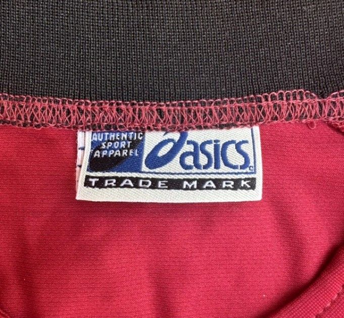 ASICSの実物タグ資料、ケア表示やサイズ欄を含むタグ周辺