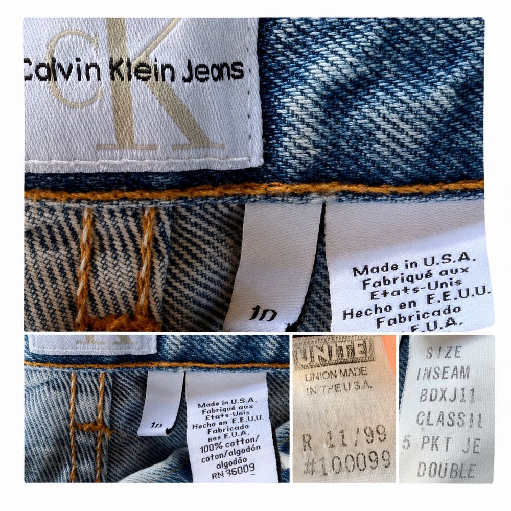 Calvin Klein Underwearの赤いタグとEstablished 1981、205 W39TH ST表示