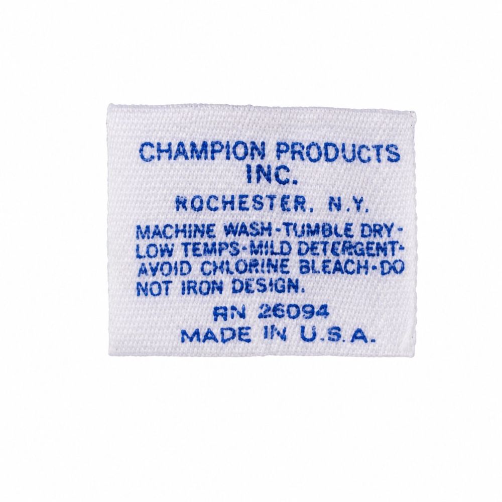 Champion Productsの青文字ケアタグ