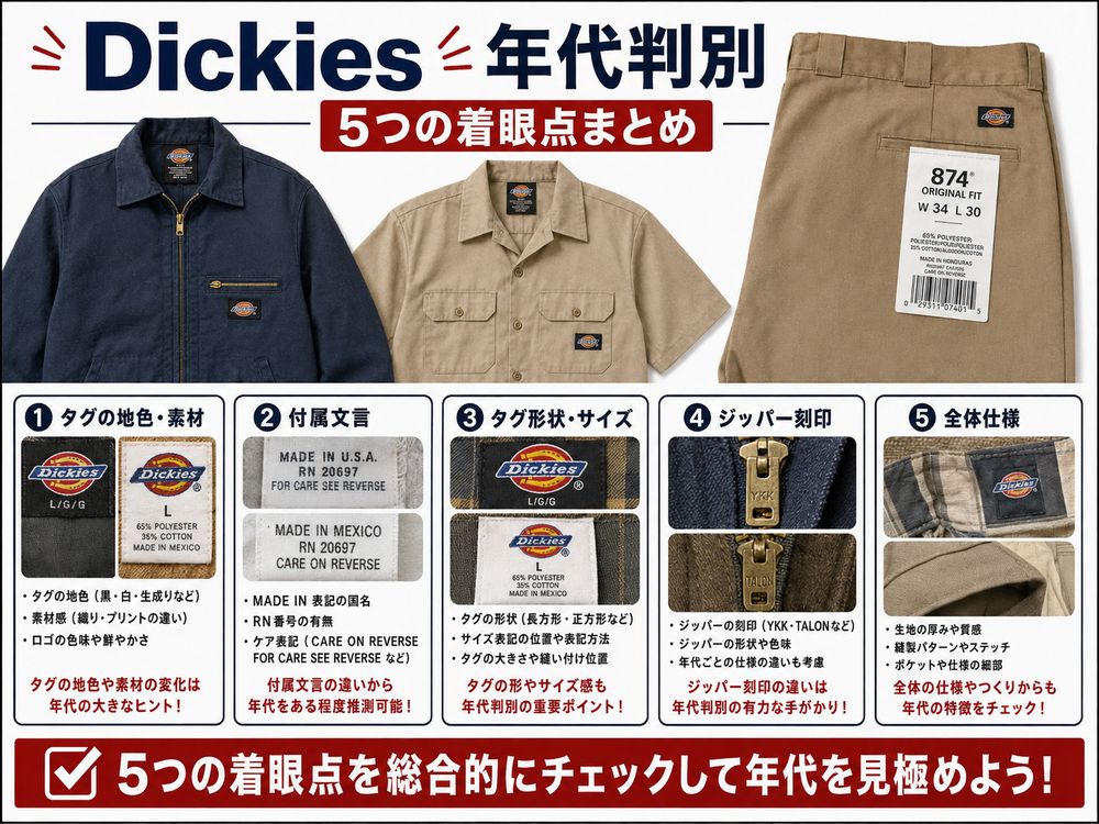 Dickiesタグ年代判別解説画像
