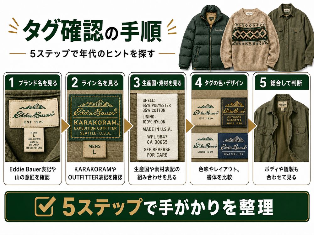 Eddie Bauerタグ年代判別解説画像