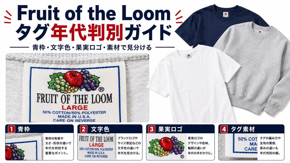 Fruit of the Loomタグ年代判別のタイトルビジュアル