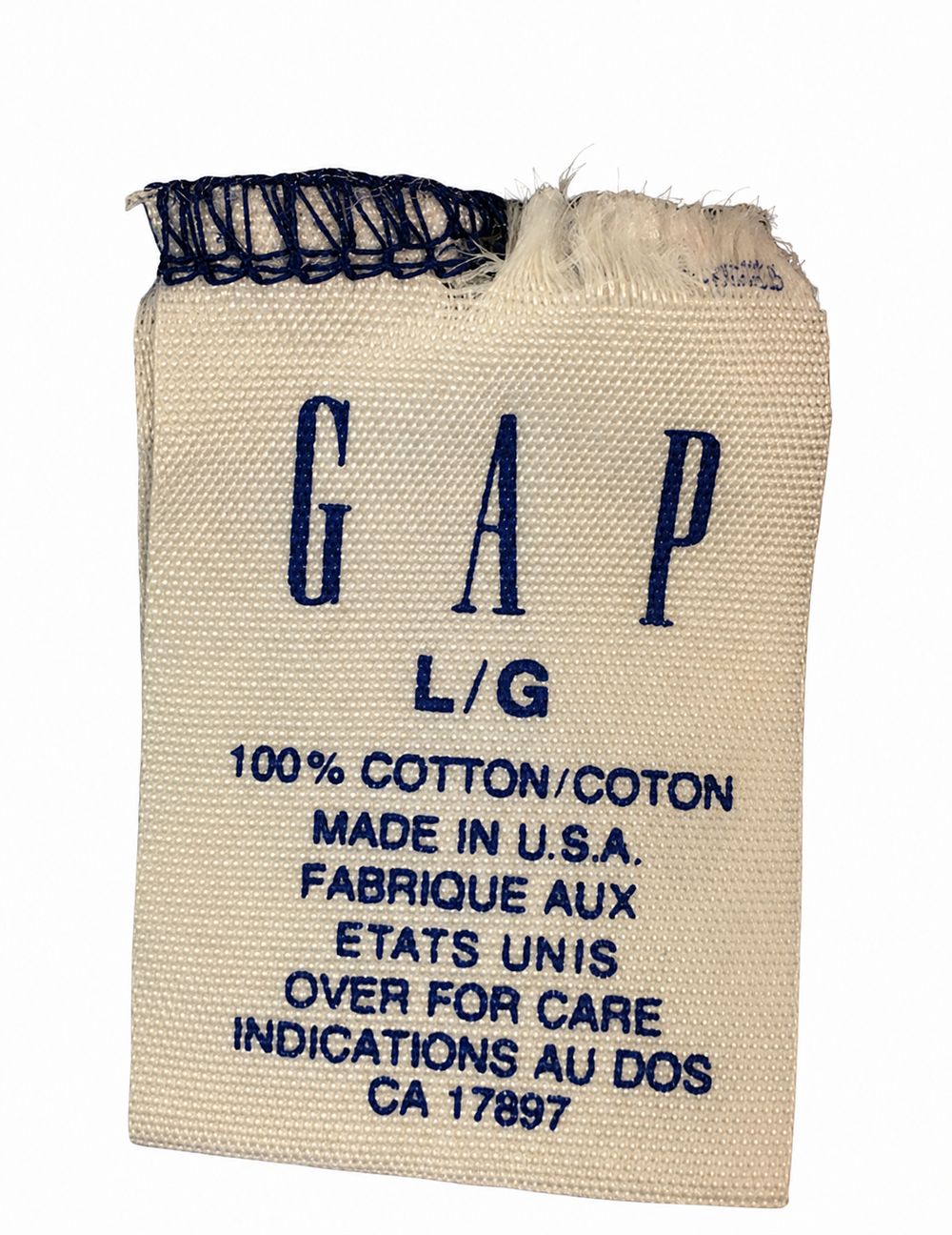 GAP L/Gタグと100パーセントコットン、Made in U.S.A.、CA 17897表示