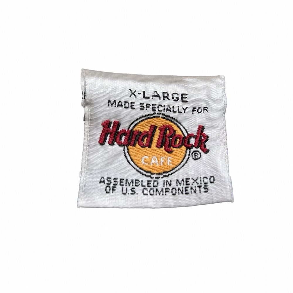 MEDIUM MADE SPECIALLY FOR Hard Rock Cafe、100パーセントCOTTONのネイビータグ