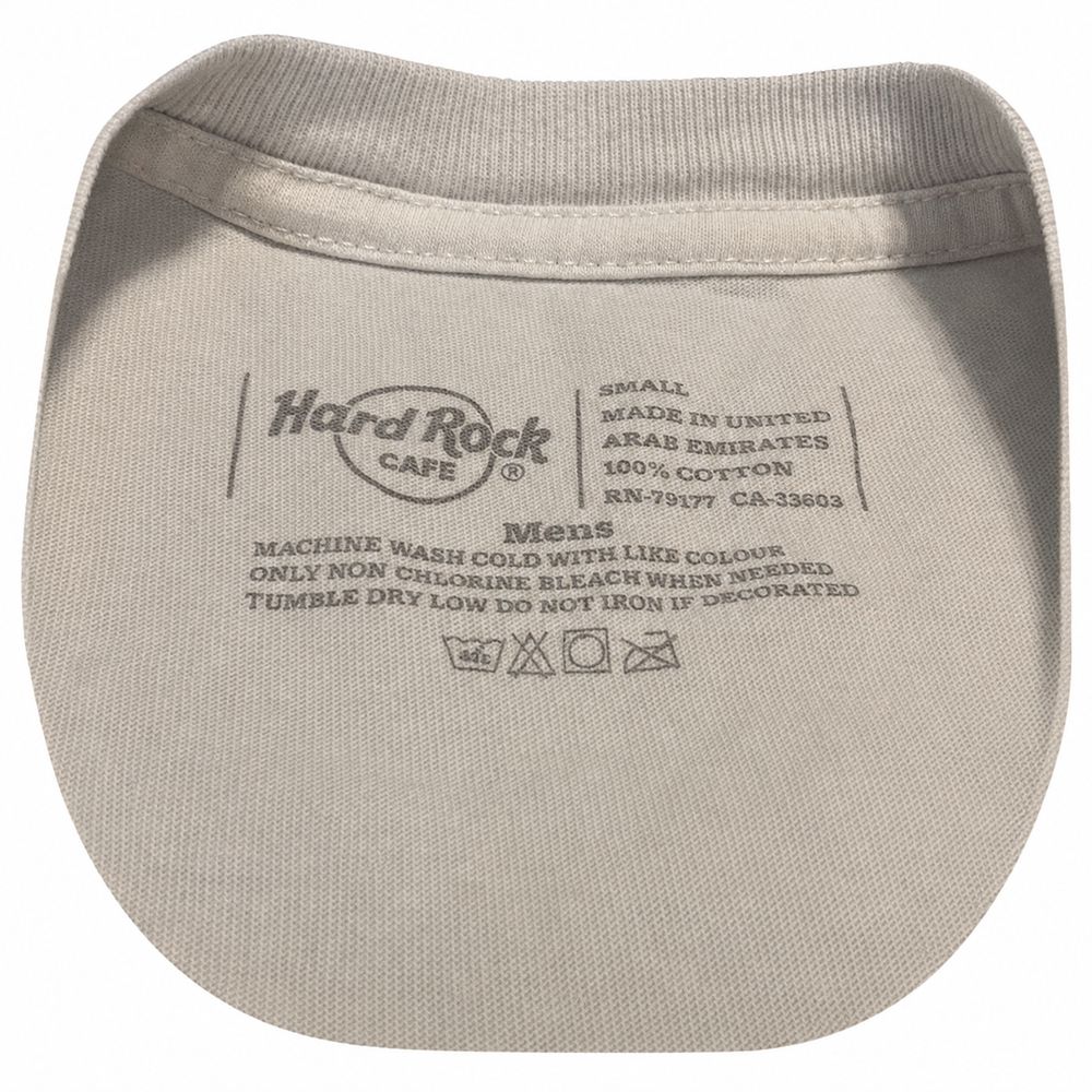 X-LARGE MADE SPECIALLY FOR Hard Rock CAFE、ASSEMBLED IN MEXICO OF U.S. COMPONENTS表示