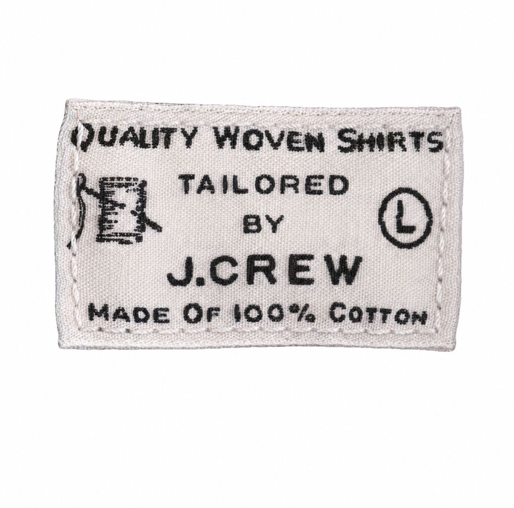 QUALITY WOVEN SHIRTS TAILORED BY J.CREW、MADE OF 100パーセントCOTTONのタグ