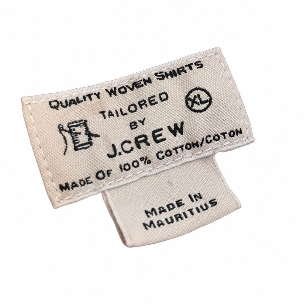 J.CREW、100パーセントWOOL、MADE IN INDIA、Lサイズのニットタグ