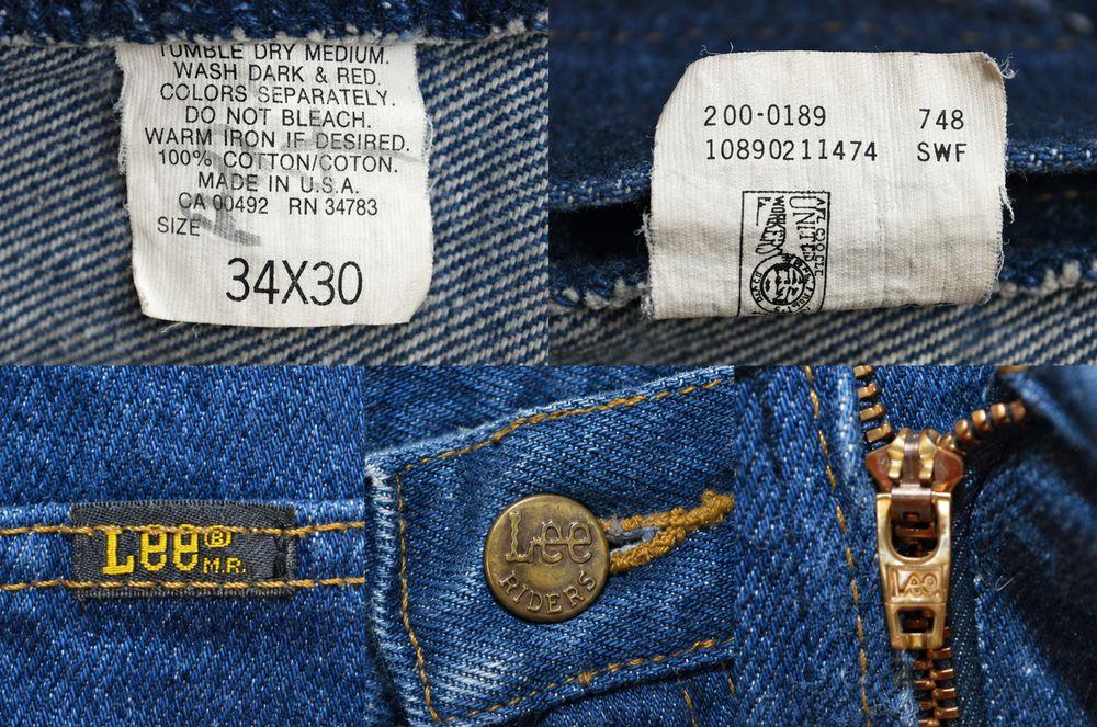 Lee Ridersの実物タグ資料、複数ラベルの位置関係が分かる全体写真