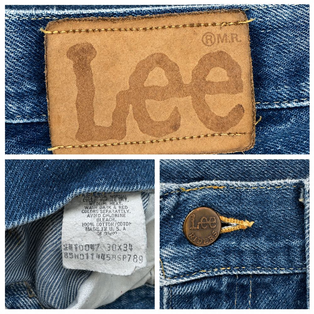 Lee Ridersの実物タグ資料、ケア表示やサイズ欄を含むタグ周辺
