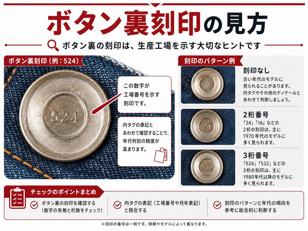 Levi'sボタン裏刻印の見方