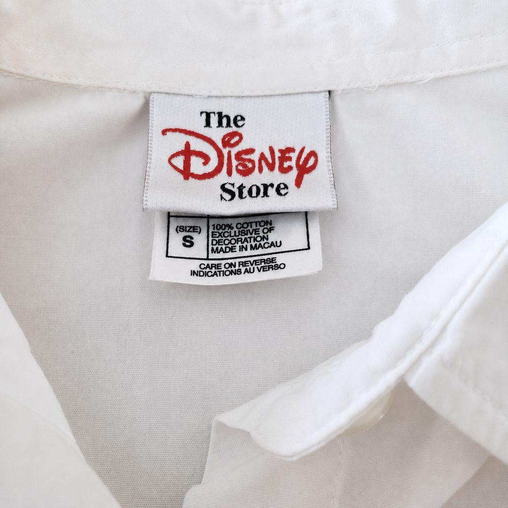 Mickey Mouseの実物タグ資料、複数ラベルの位置関係が分かる全体写真
