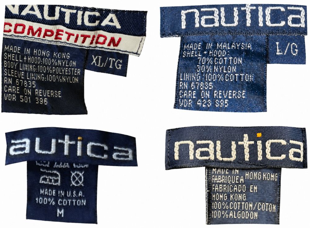 NAUTICA JEANS COMPANYの内タグと40×34、Made in Mexico、100パーセントコットン表示