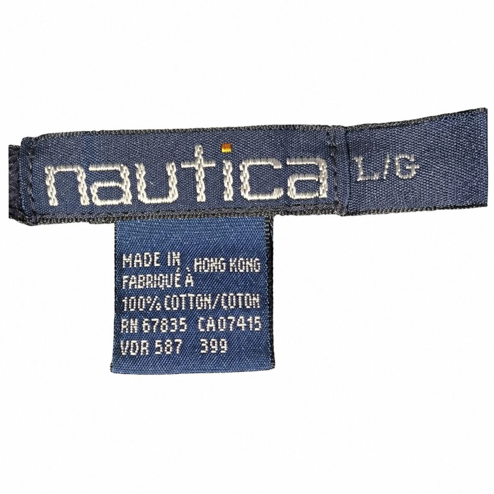nauticaスウェットのL/GタグとMade in Hong Kong、100パーセントコットン表示
