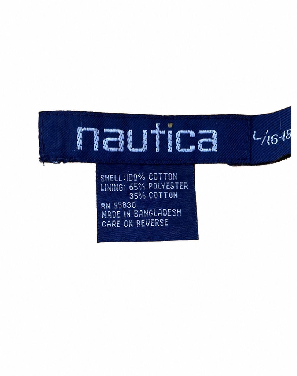 nauticaアウターの内側タグとコットン表地、ダックダウン・フェザー表示