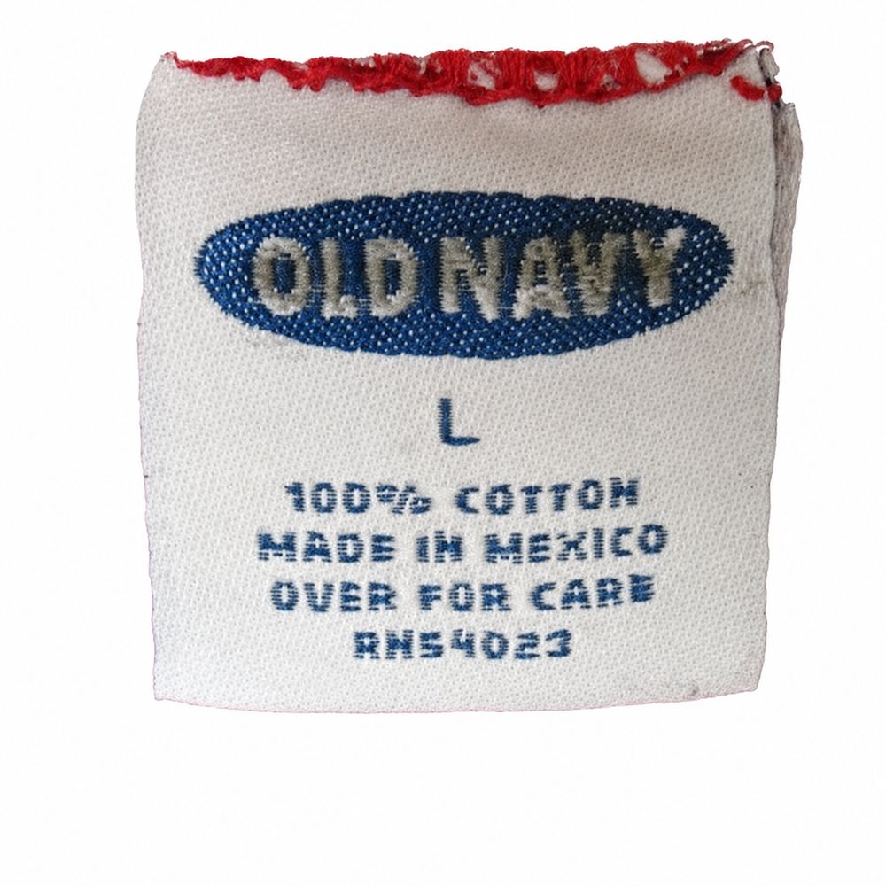 OLD NAVY BLUE JEANS THE BEST IN DENIM NUMBER 7と洗濯表示のタグ