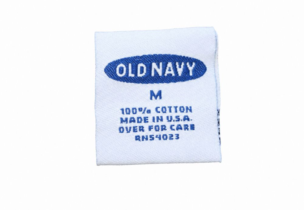 OLD NAVY XLのタグと90パーセントコットン10パーセントポリエステル、Made in USA表示