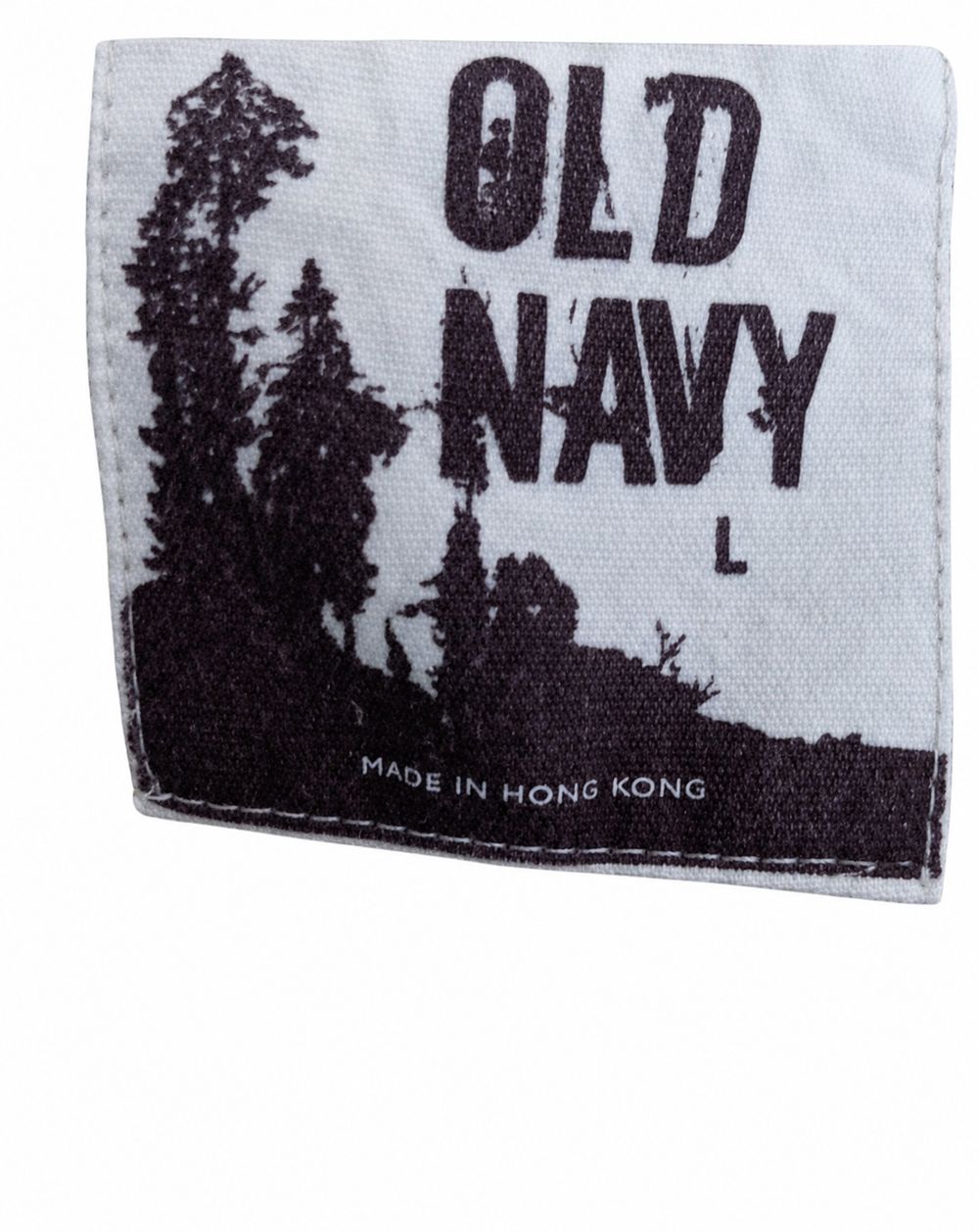 OLD NAVYのLタグと100パーセントコットン、Made in Mexico、RN 54023表示