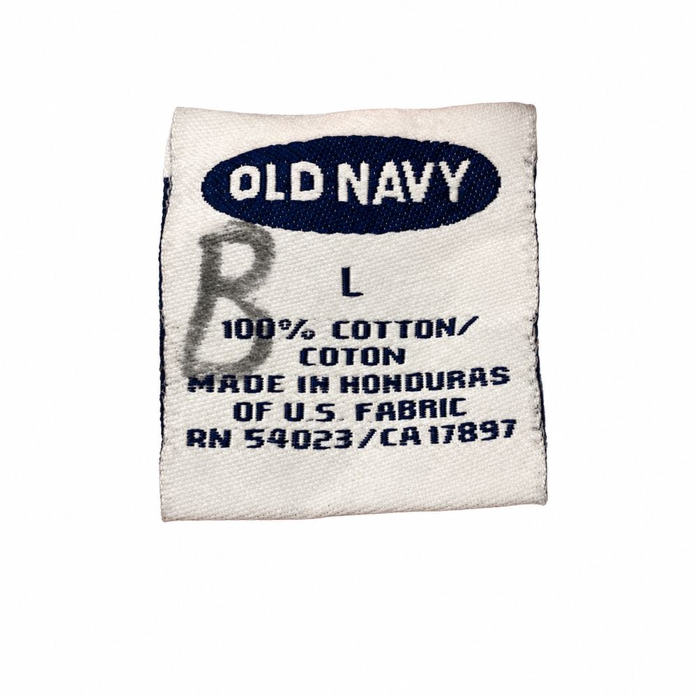 RN 54023とShell 80パーセントコットン20パーセントポリエステル、Hood Lining 100パーセントコットンの素材タグ