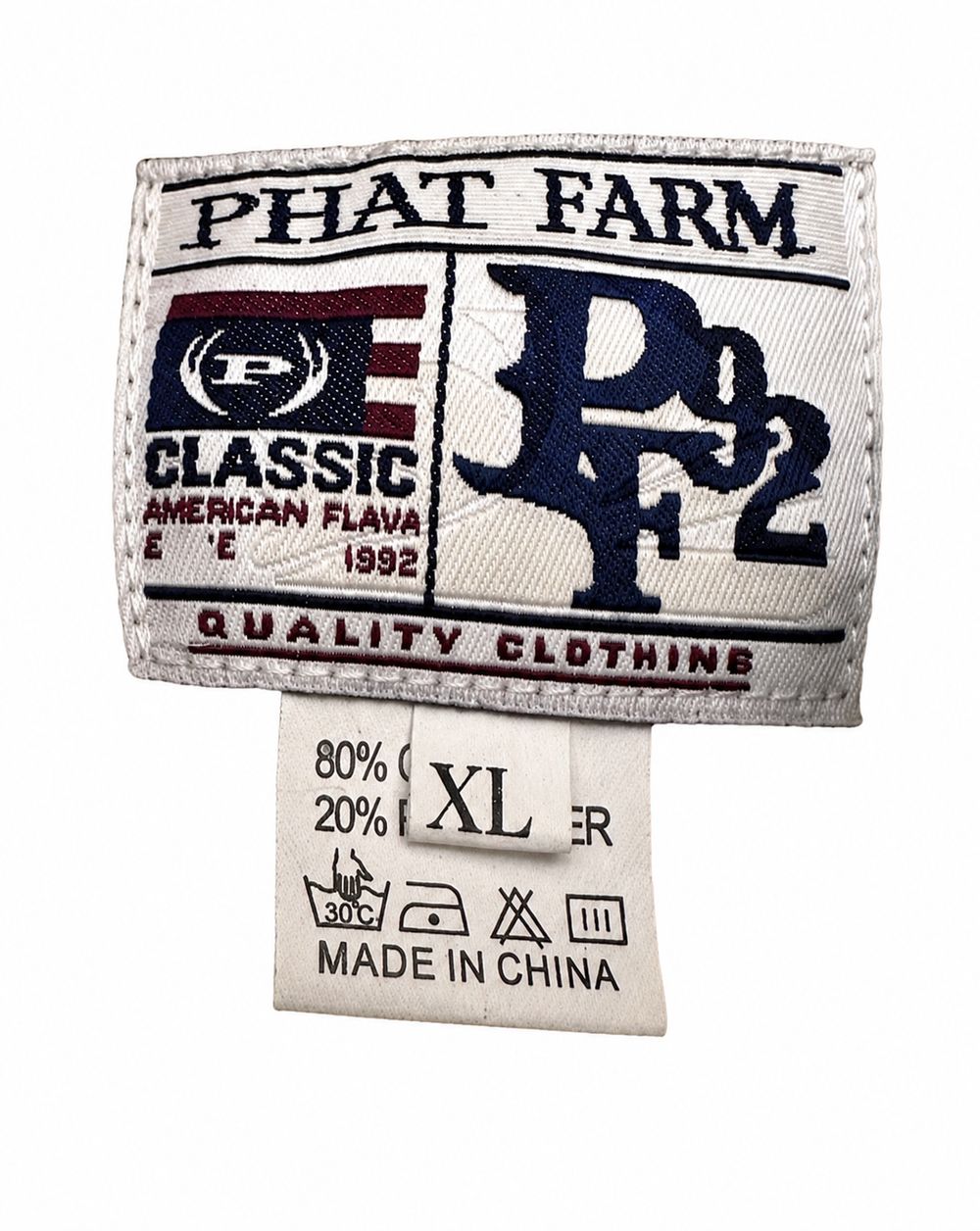 Phat Classics Trade Mark、Phat Farm Product Estab 1992、The Finest Made、Authentic Dry Goodsのパッチ