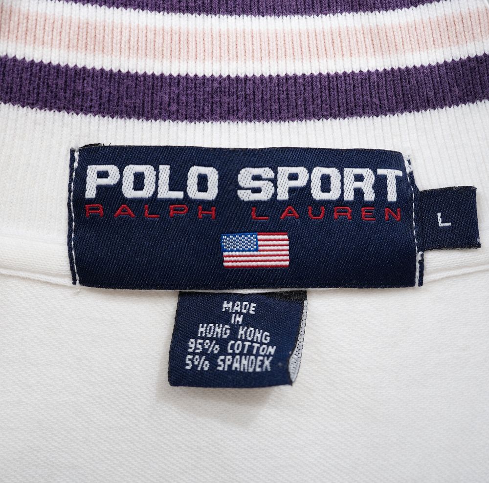Polo Sportの実物タグ資料、別仕様の織りネーム。縫い付け方にも注目する