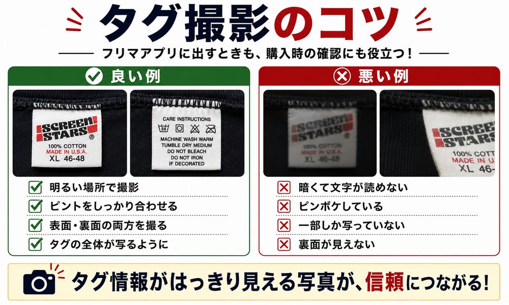 Screen Starsタグ撮影の良い例と悪い例