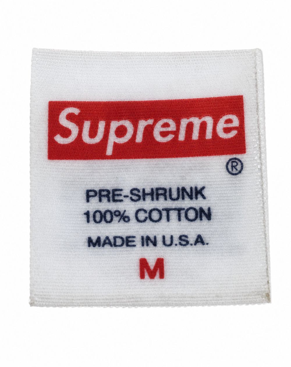 Supremeの赤タグとMade in Canada、L表示のフーディー