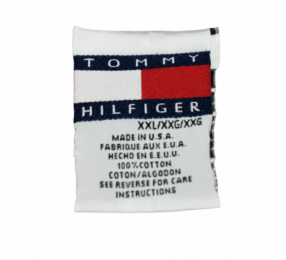 Tommy HilfigerデニムジャケットのフラッグタグとMade in Hong Kong表示