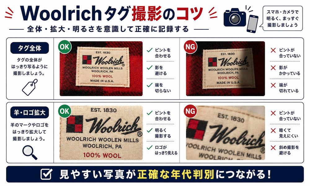 Woolrichタグ撮影のコツ